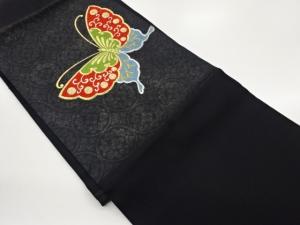 丸文に蝶模様織出し名古屋帯